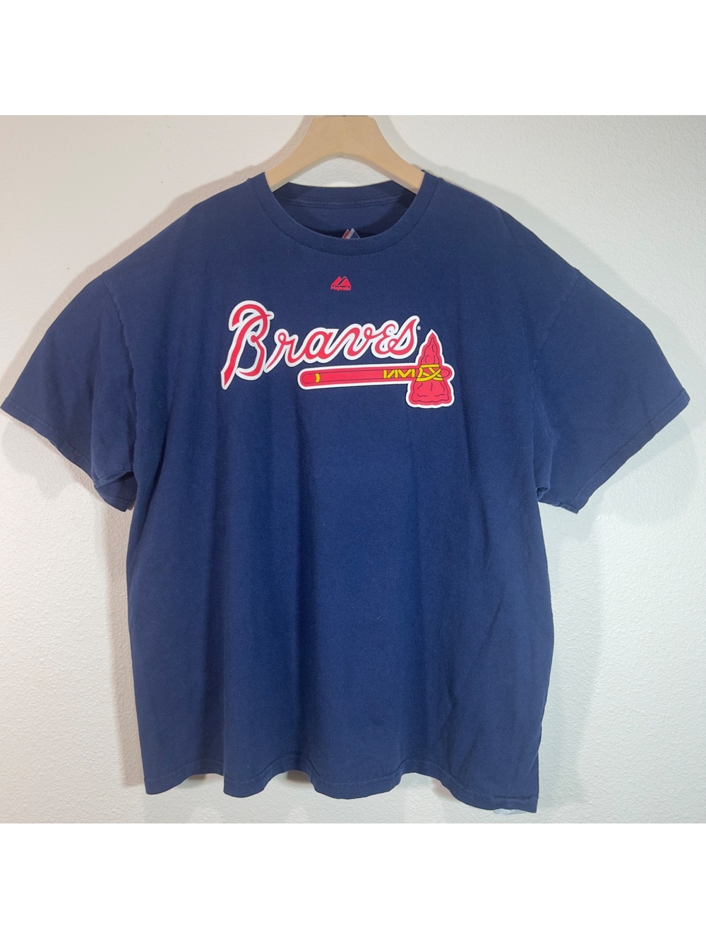 Atlanta Braves Freddie Freeman #5 Majestic MLB Navy T-Shirt Men’s Large
